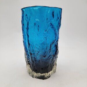 Whitefriars Geoffrey Baxter Kingfisher Blue Bark Vase